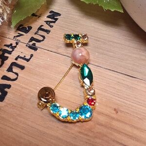 Nwot Letter J Initial Name letter Jeweled Multicolor Brooch Personalized Gift